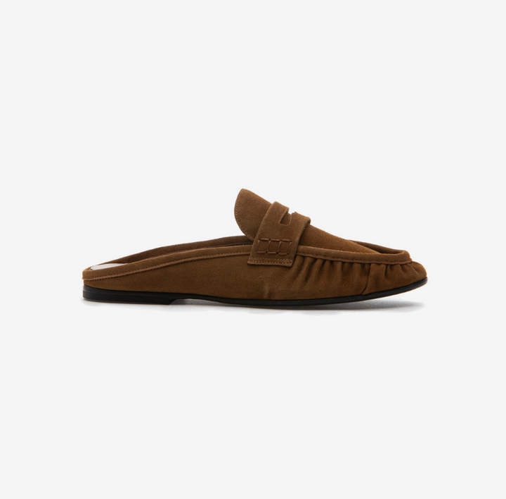 VIVIEN TAN SUEDE LOAFER MULE