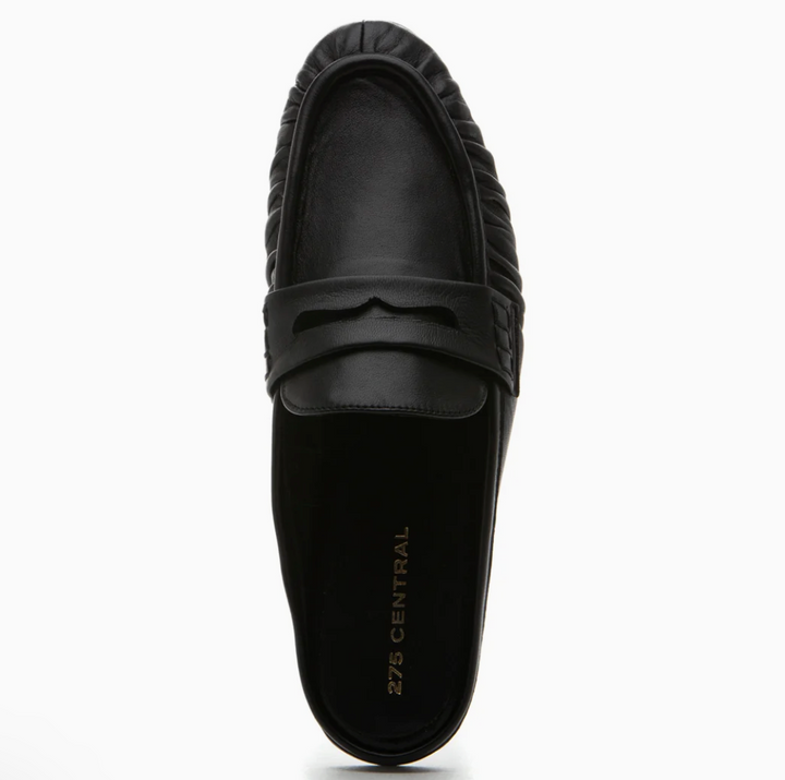 VIVIEN BLACK LEATHER LOAFER MULES