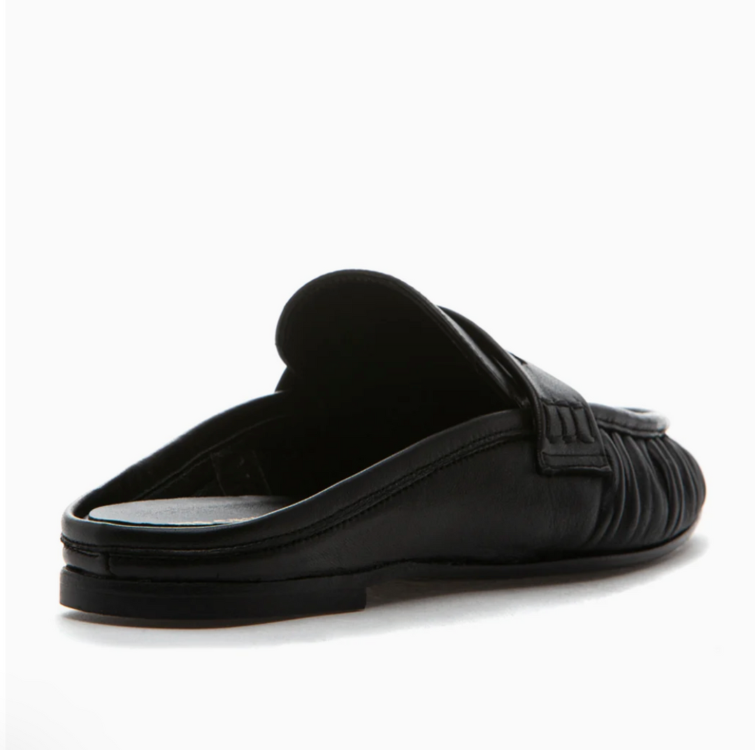 VIVIEN BLACK LEATHER LOAFER MULES