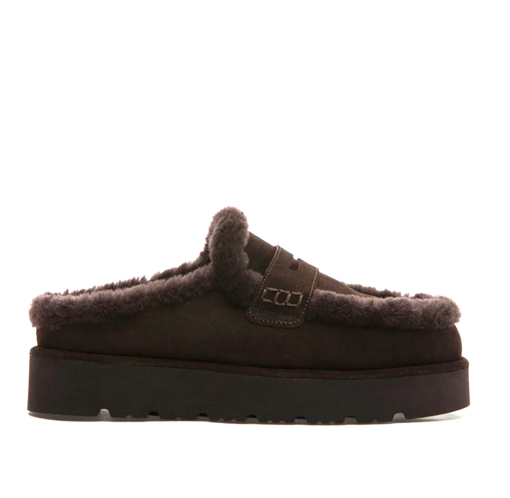 SIRIA BROWN SUEDE FUR PLATFORM MULE