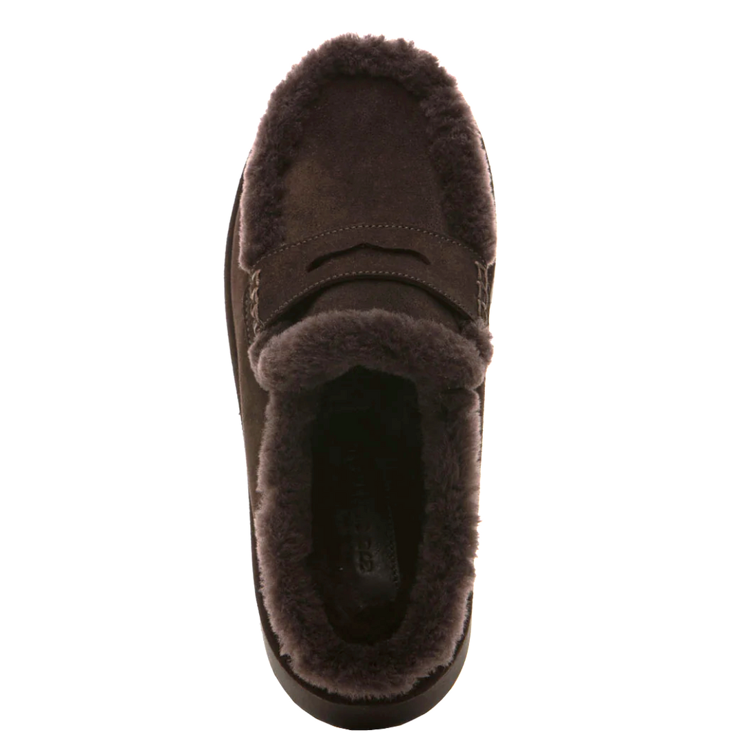 SIRIA BROWN SUEDE FUR PLATFORM MULE