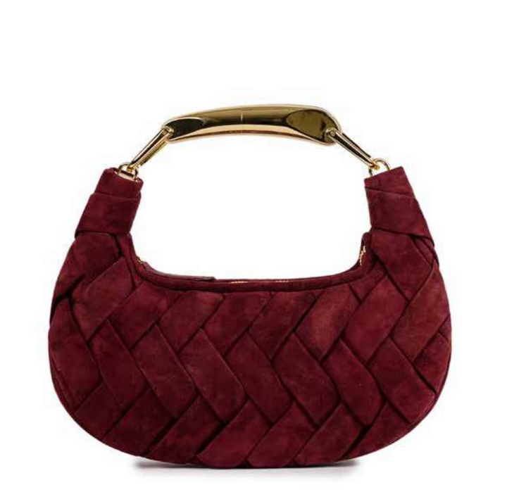 COZY BORDEAUX WOVEN HANDLE BAG