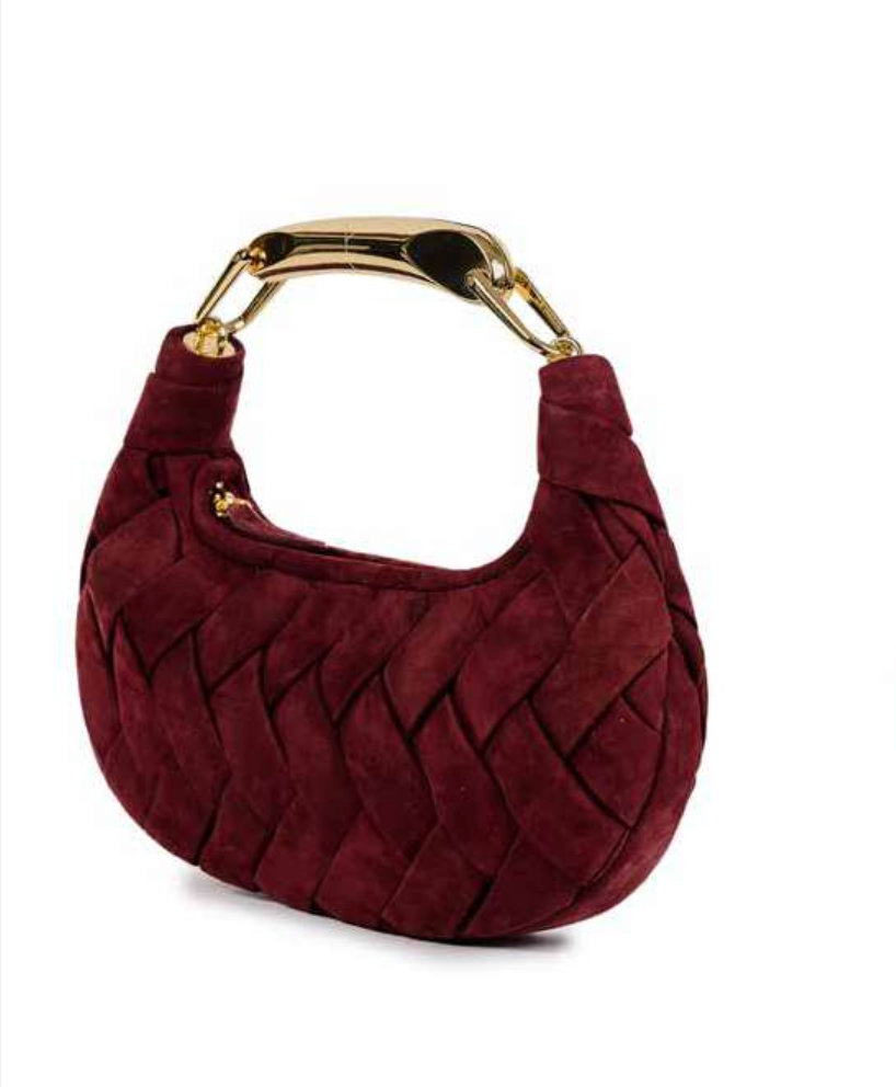 COZY BORDEAUX WOVEN HANDLE BAG