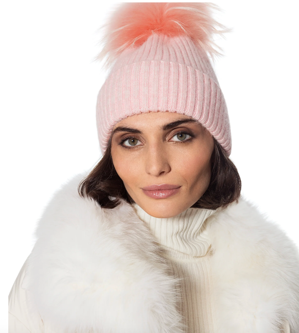 HAT62 BLUSH POMPOM