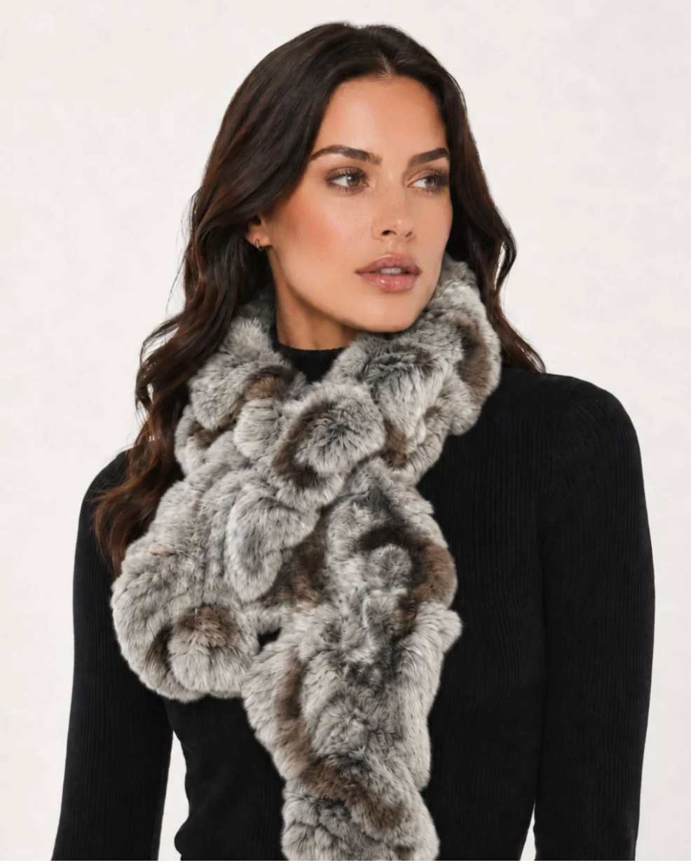 REX RUFFLE SCARF GREY MULTI
