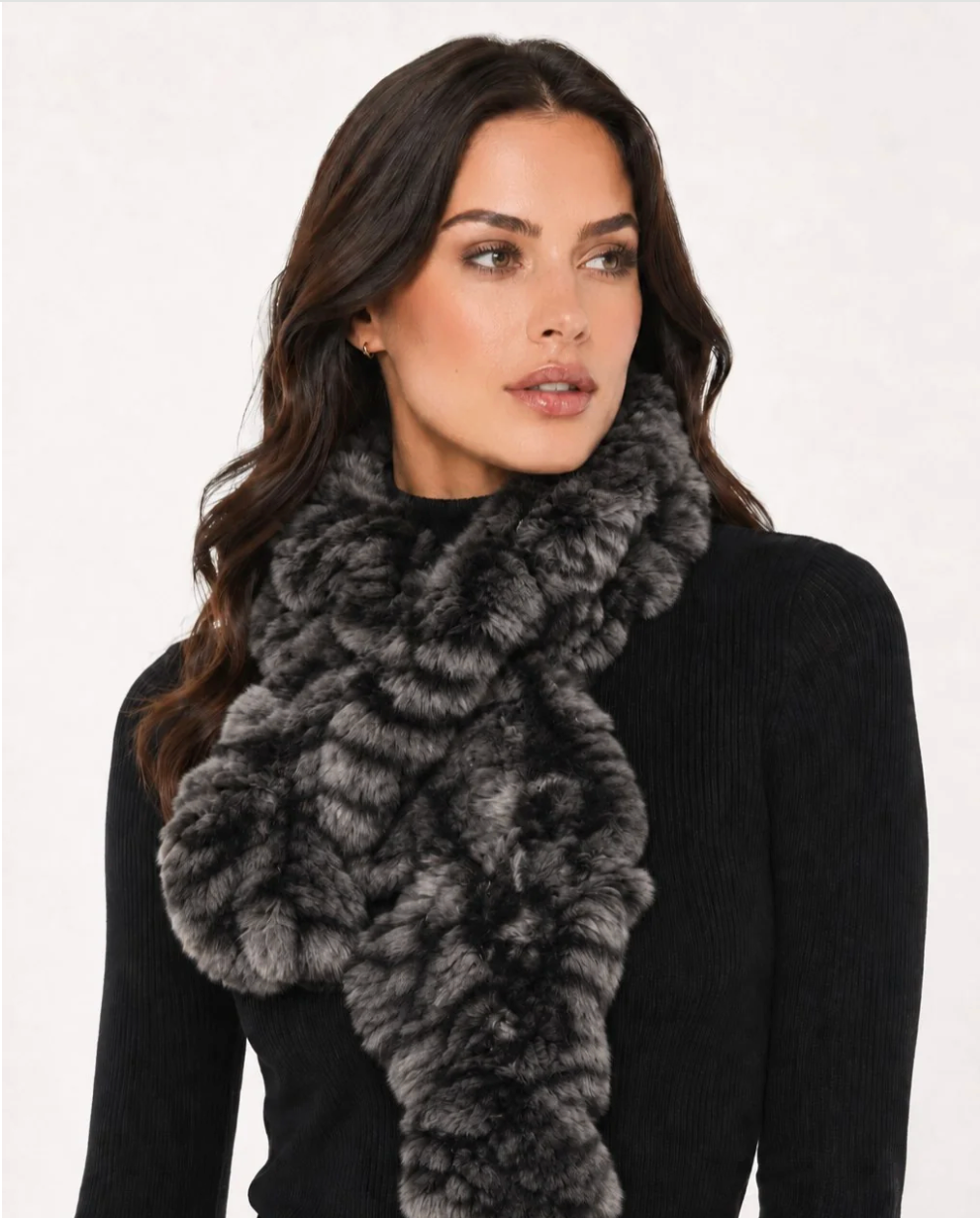REX RUFFLE SCARF CHARCOAL