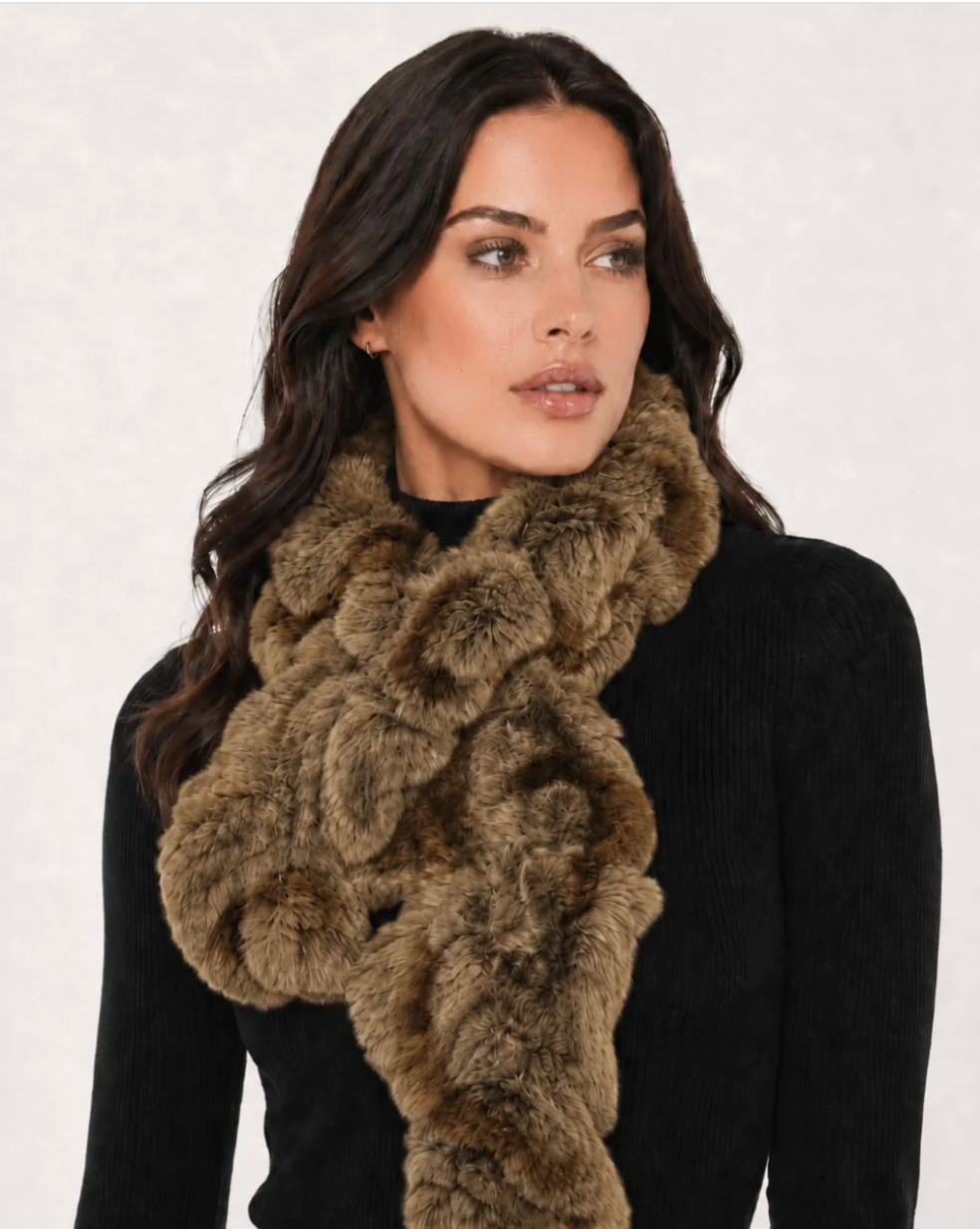 REX RUFFLE SCARF CAMEL