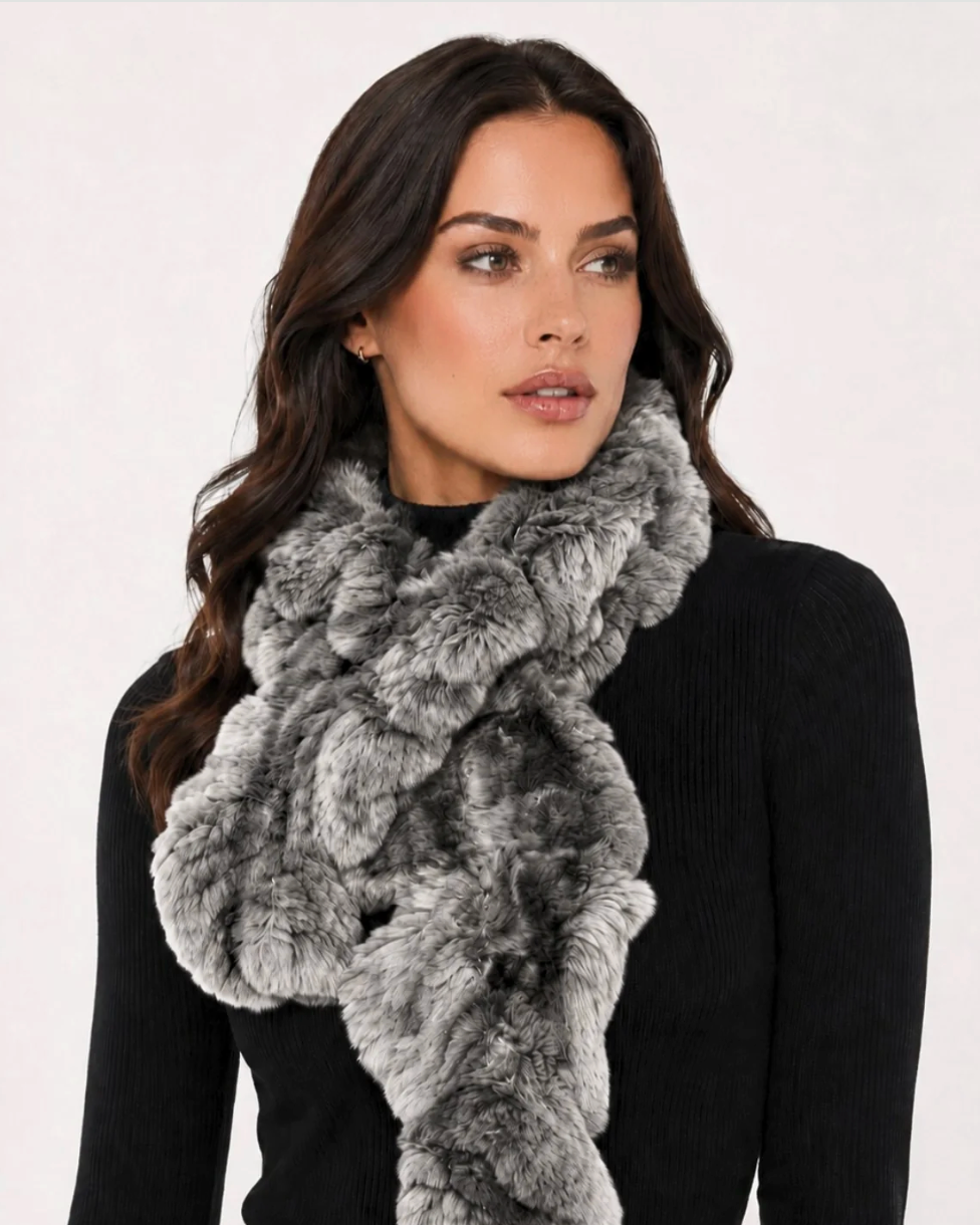 REX RUFFLE SCARF BLACK/WHTE