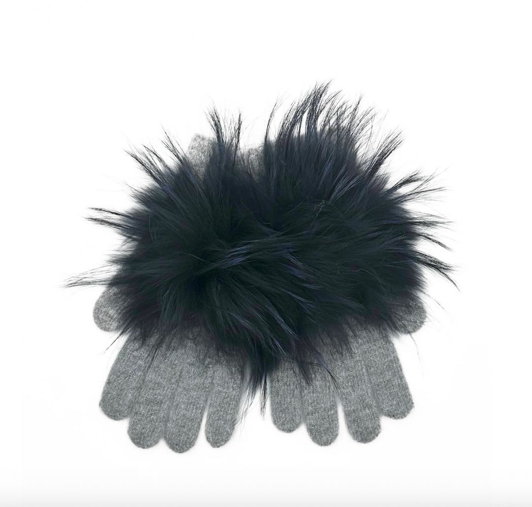 GLOVE04 GREY/NAVY POMPOM