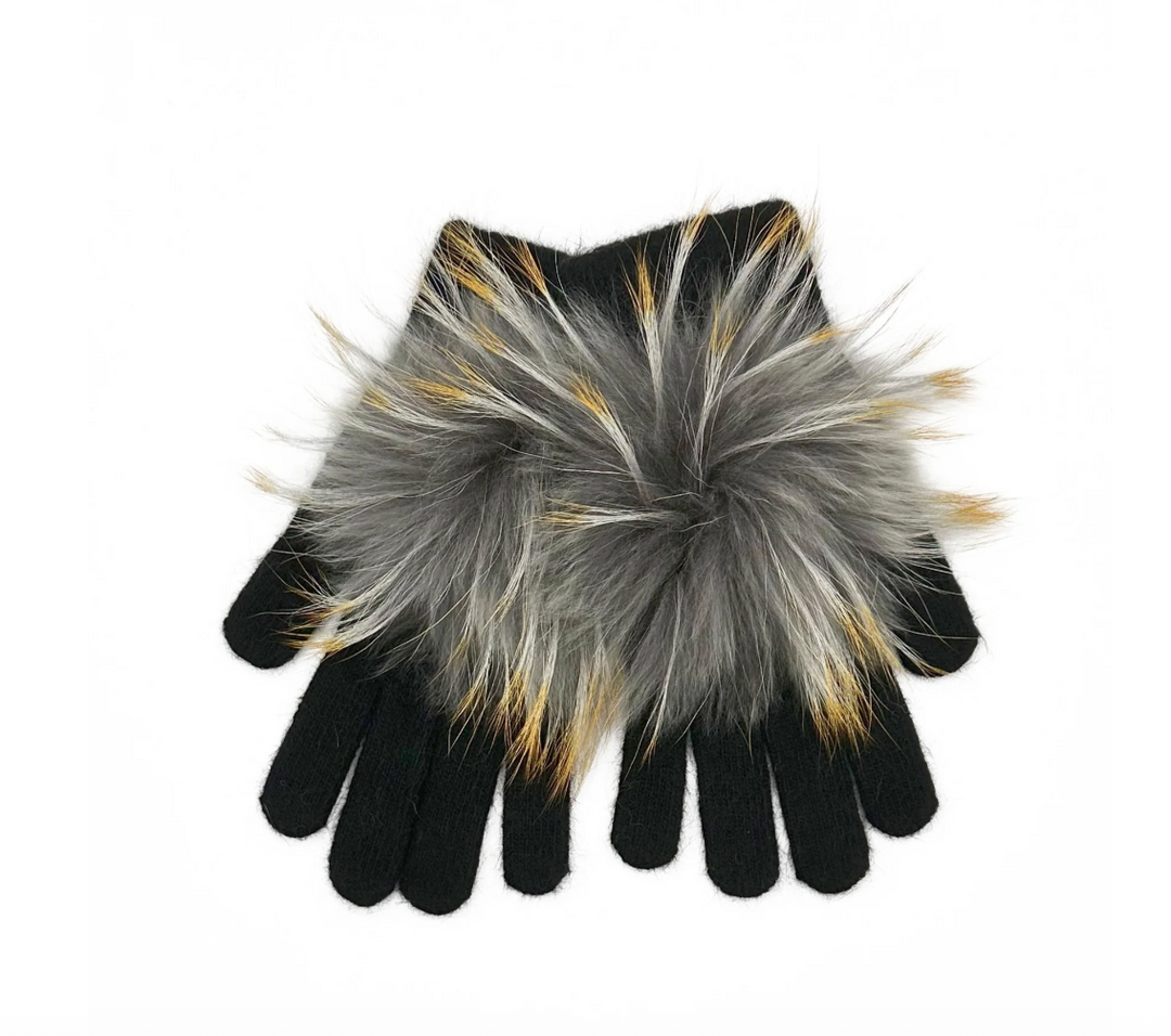 GLOVE 04 BLACK/DOVE GREY POMPOM