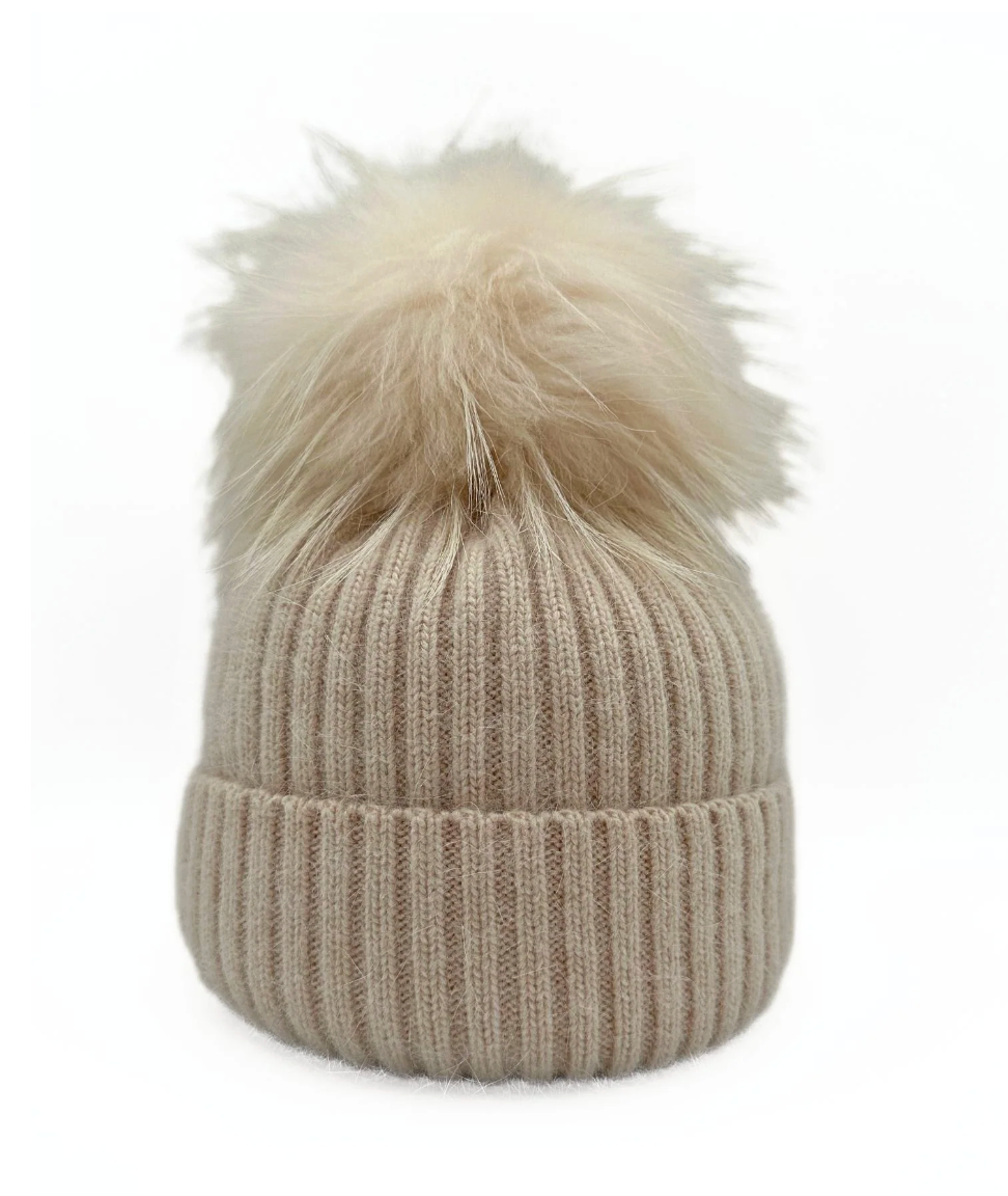 HAT62 CREAM POMPOM