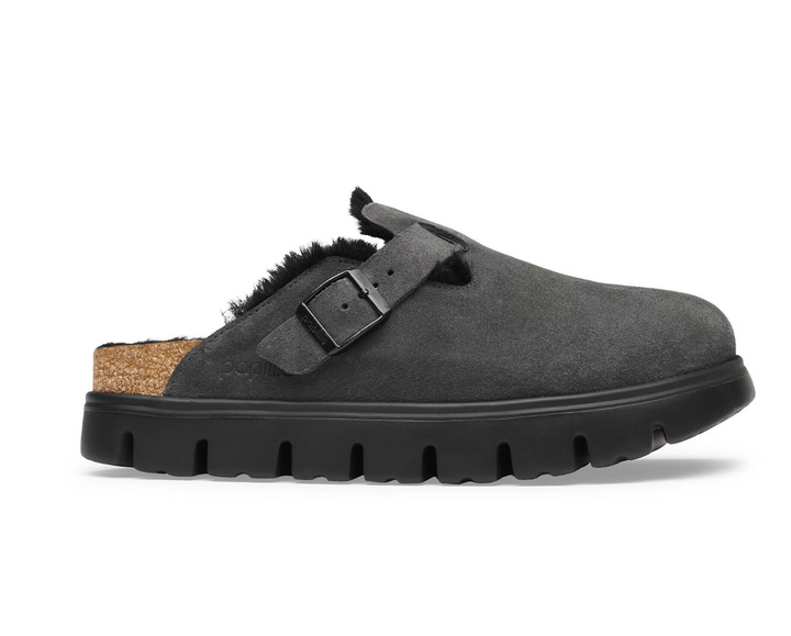 BOSTON CHUNKY SHEARLING BLACK SUEDE CLOG