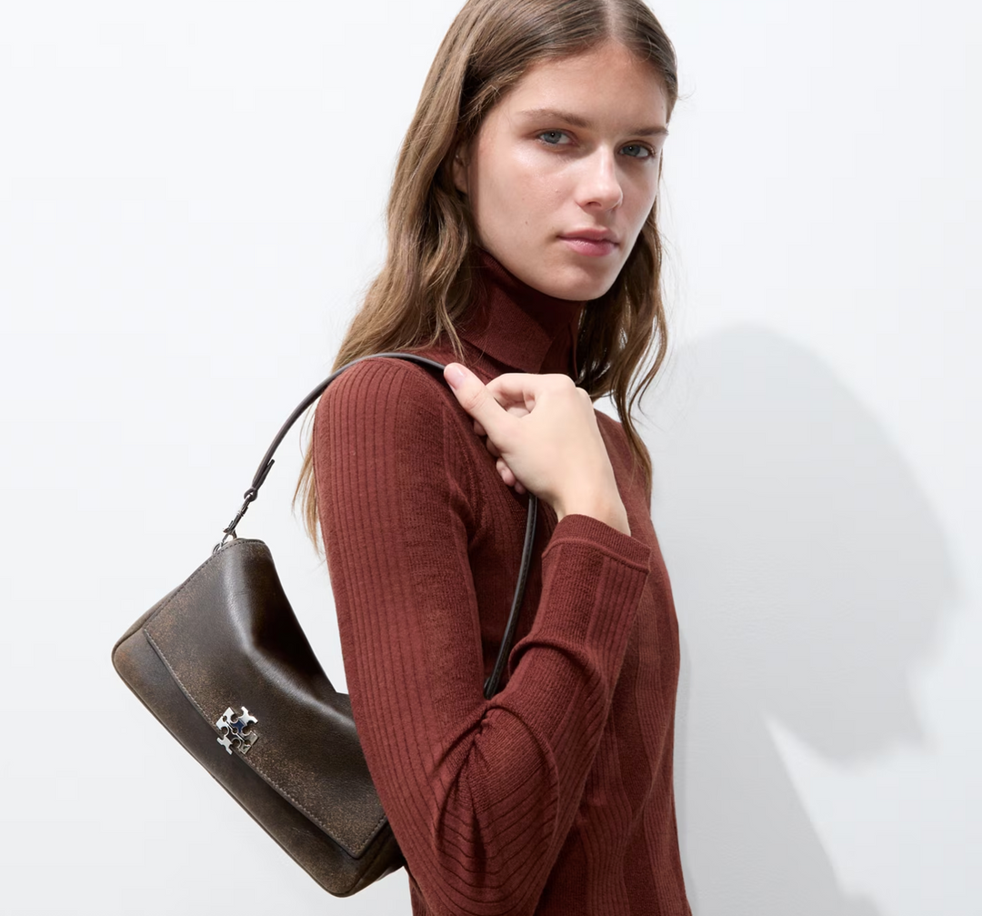 CHARLIE DISTRESSED SMALL SHOULDER DARK ROAST