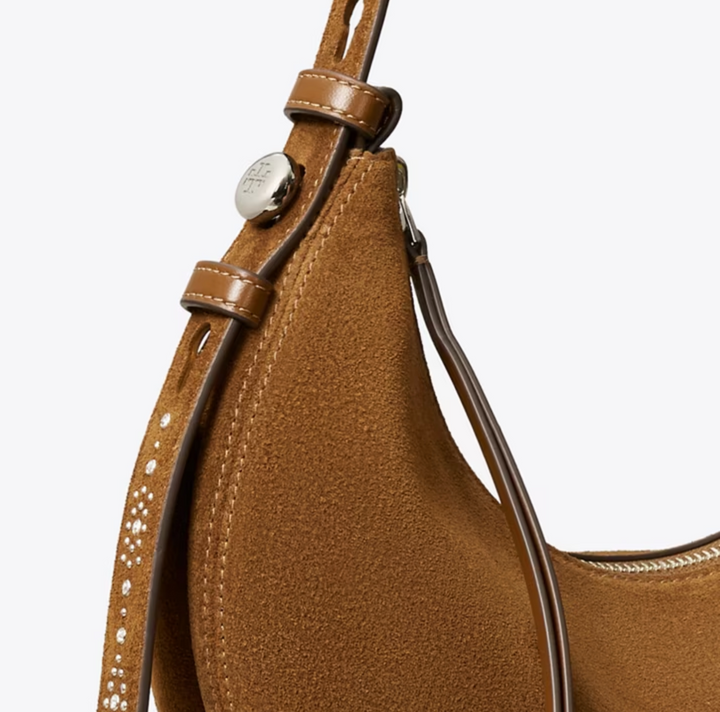 ROMY STUDDED HALF MOON CARAMEL