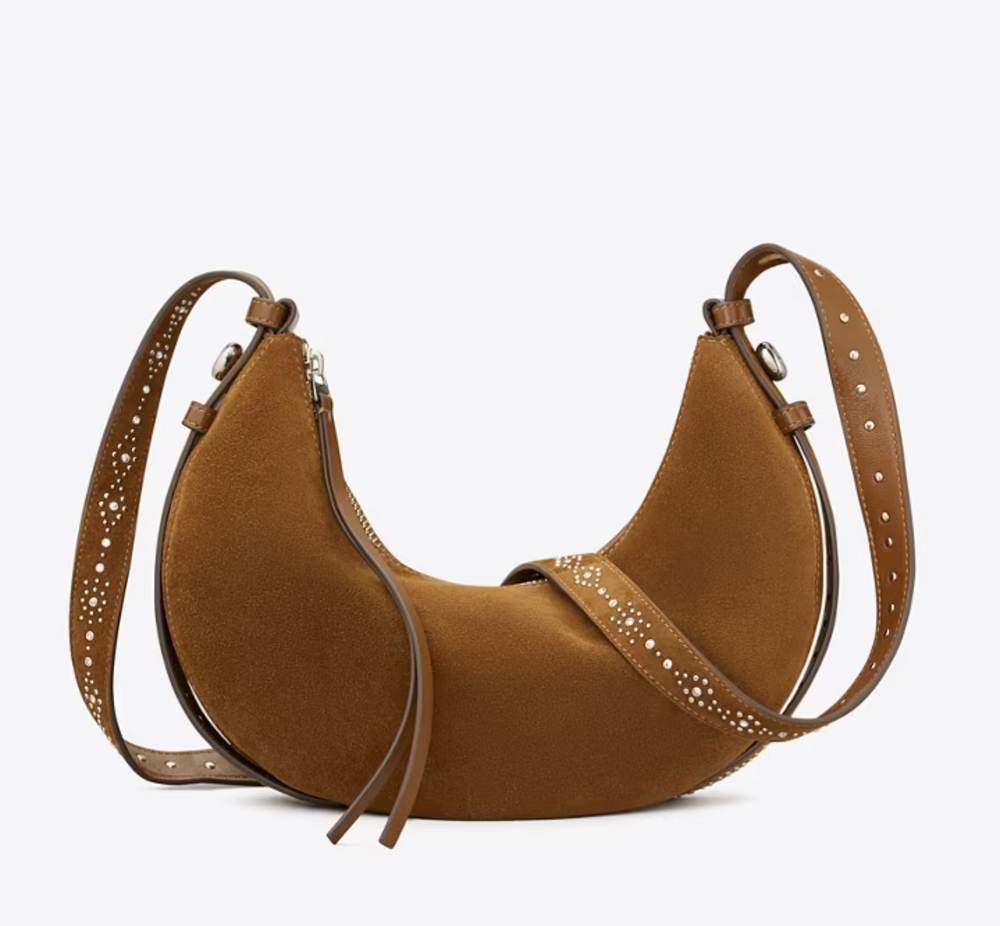ROMY STUDDED HALF MOON CARAMEL
