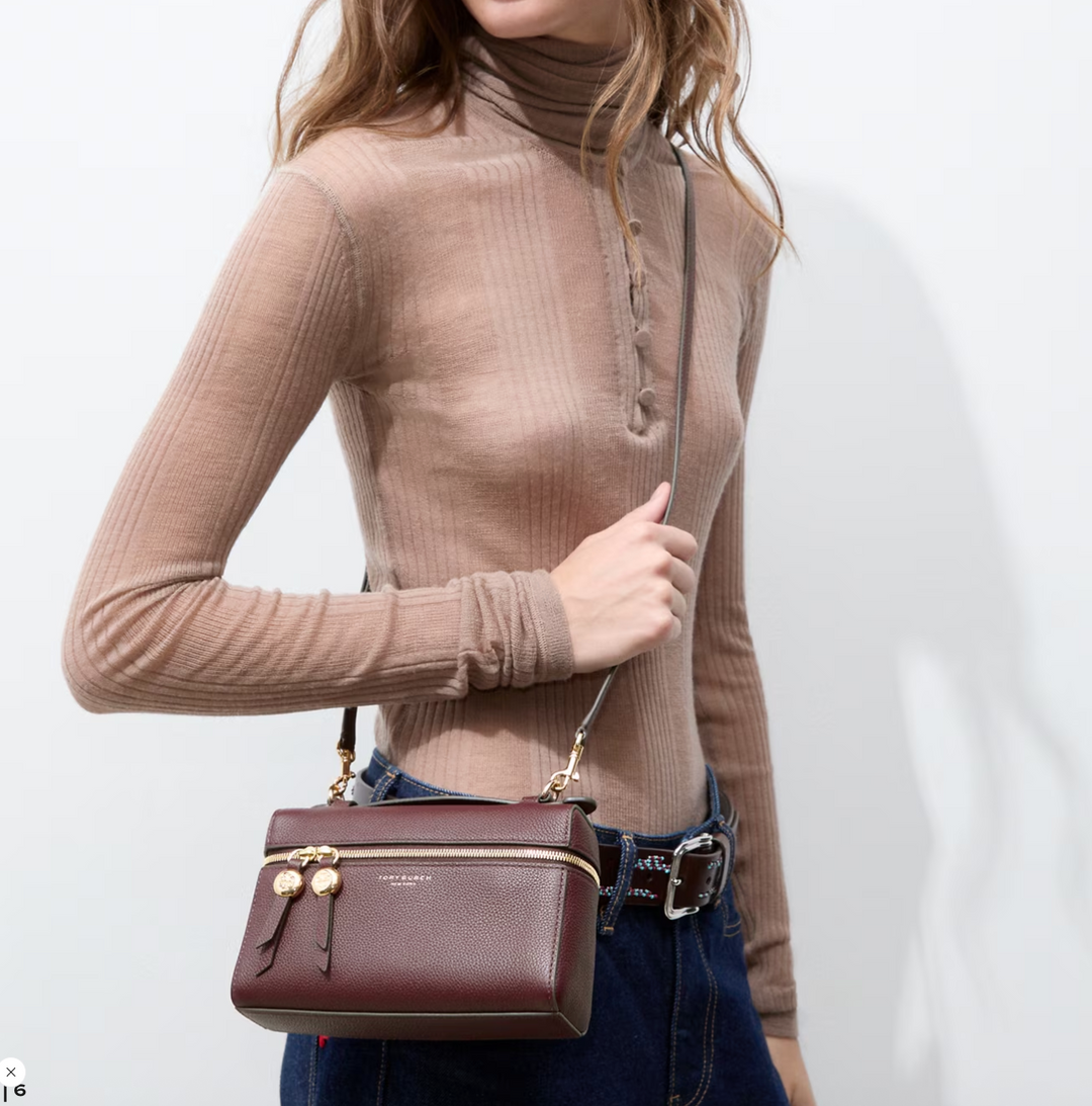 ROMY SLIM TOP HANDLE DARK CARMINE