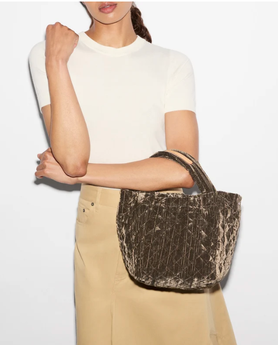 METRO MINI PECAN VELVET TOTE