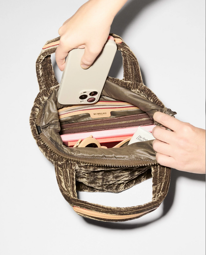METRO MINI PECAN VELVET TOTE