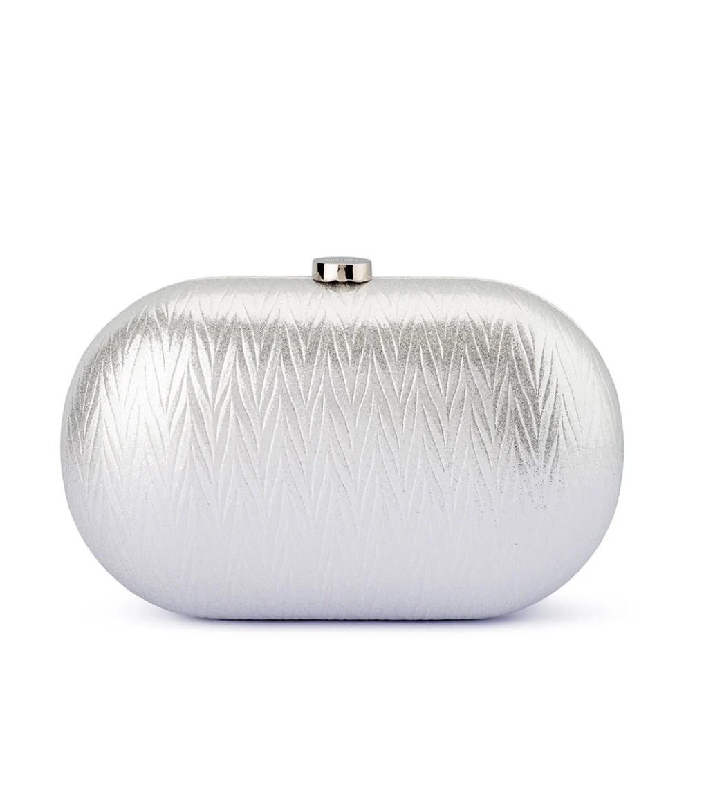 IZZA OVAL SILVER CLUTCH