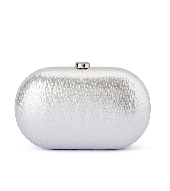 IZZA OVAL SILVER CLUTCH