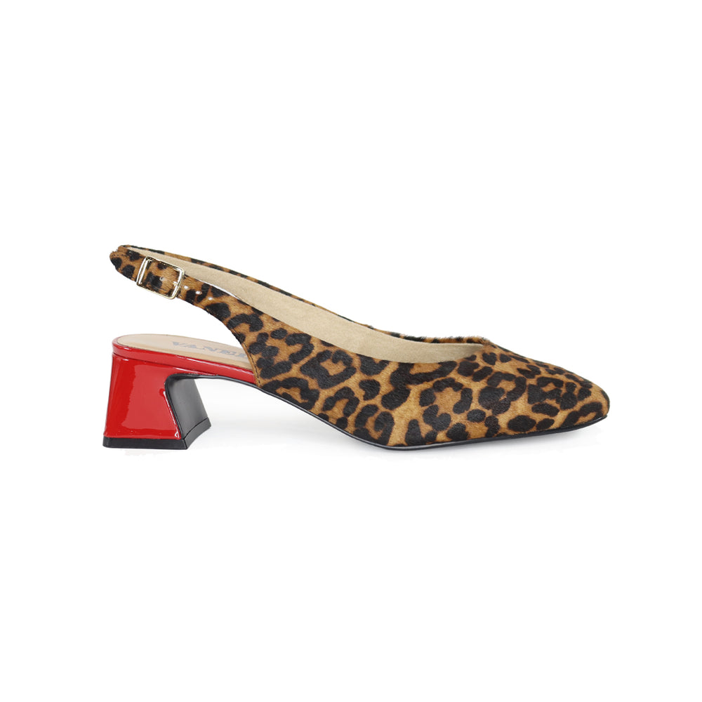 DARSY BROWN/BLACK W/RED SLINGBACK
