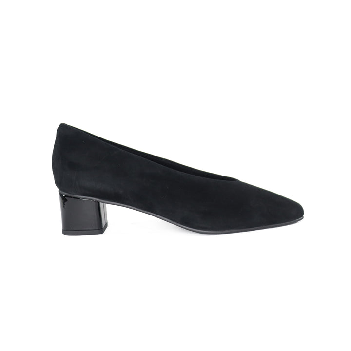SOLARA BLACK SUEDE/BLACK PATENT HEEL