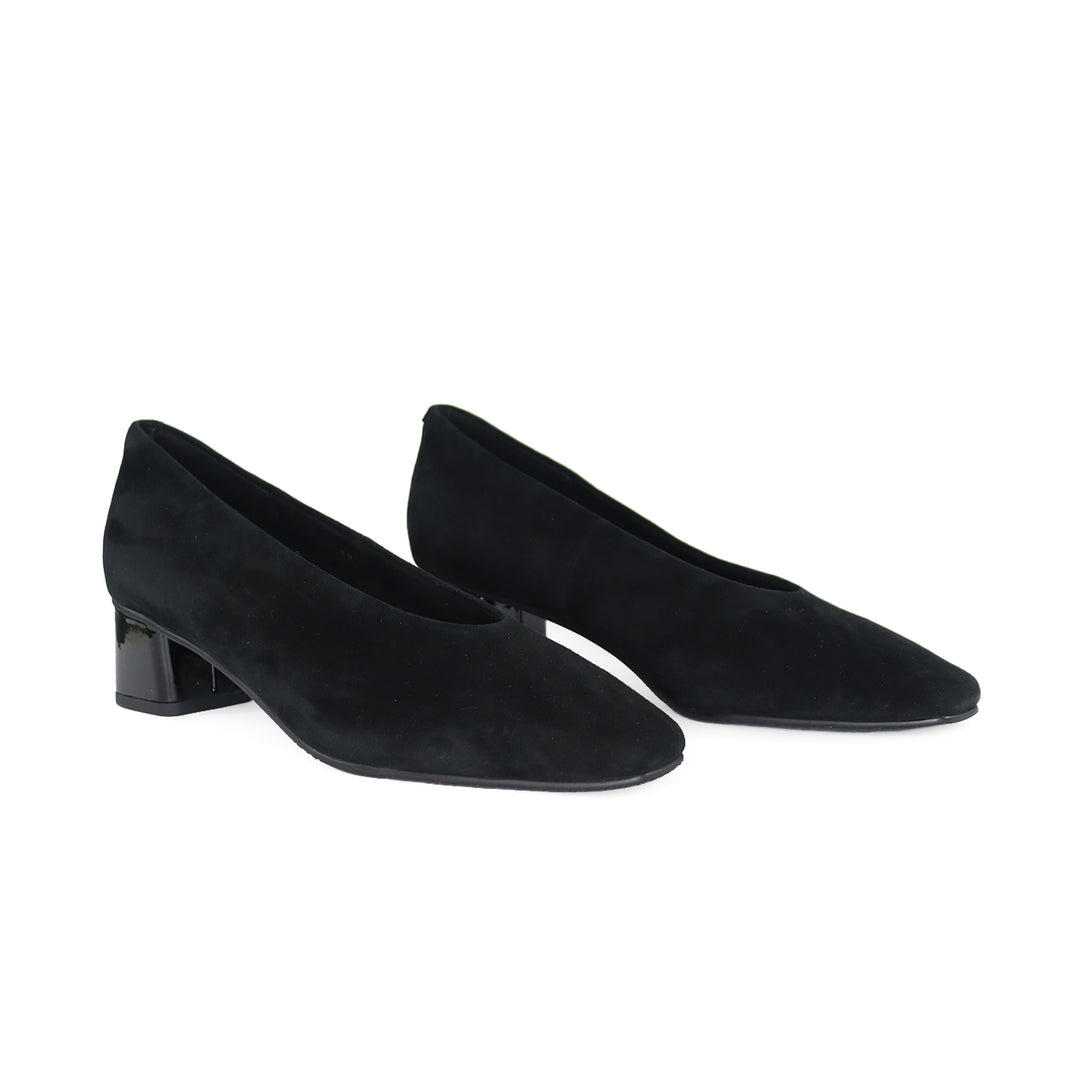 SOLARA BLACK SUEDE/BLACK PATENT HEEL