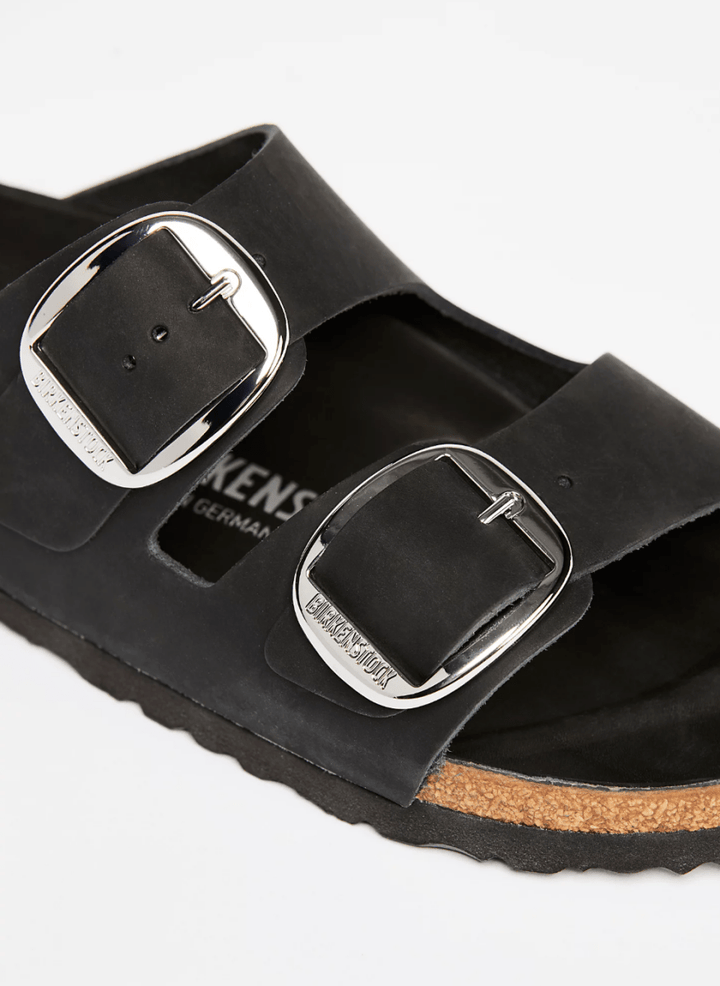 Birkenstock ARIZONA BIG BUCKLE BLACK LEATHER Shoes | Shop now at Main &amp; Taylor Shoes!