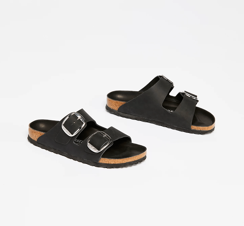 Birkenstock ARIZONA BIG BUCKLE BLACK LEATHER Shoe Main & Taylor Shoes