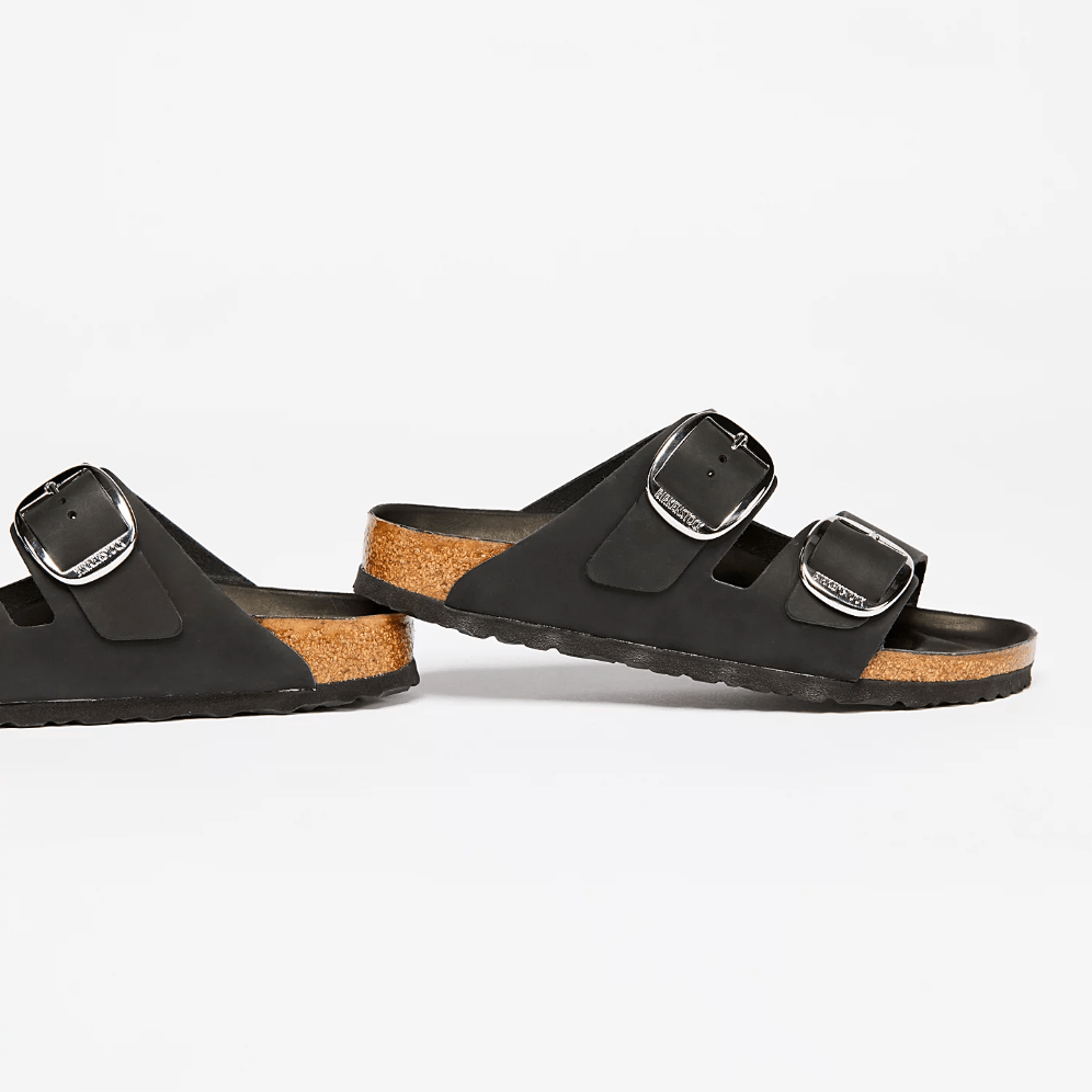 BIRKENSTOCK ARIZONA BIG BUCKLE BLACK LEATHER SHOES | Main & Taylor
