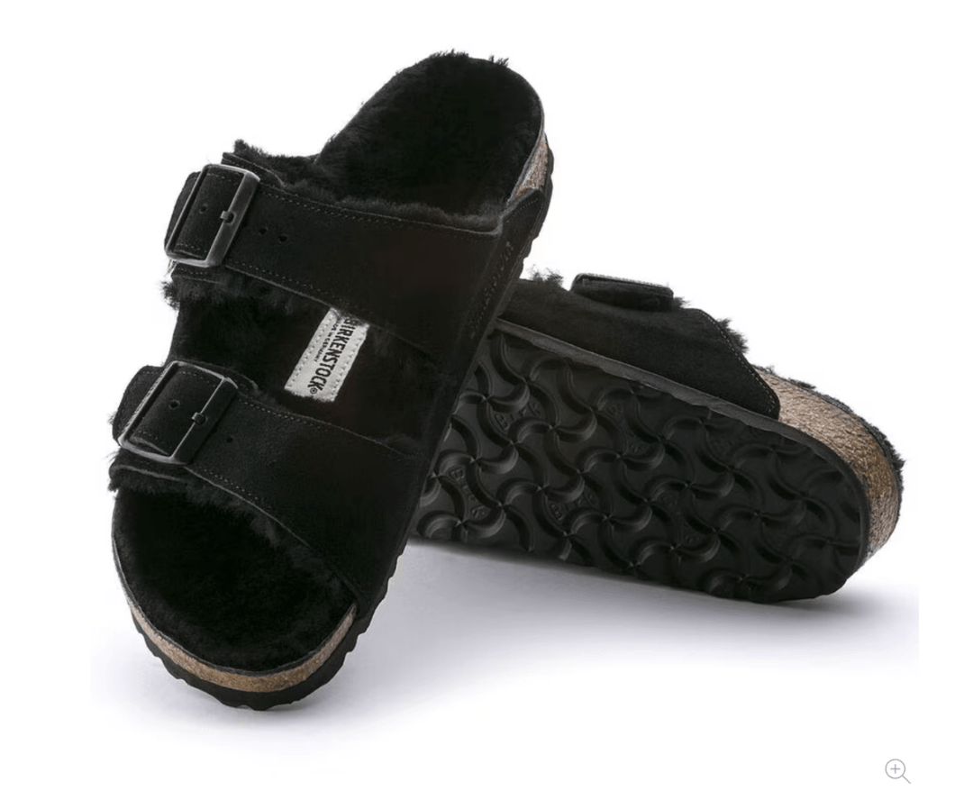 Birkenstock ARIZONA SHEARLING BLACK Shoes | Shop now at Main &amp; Taylor Shoes!
