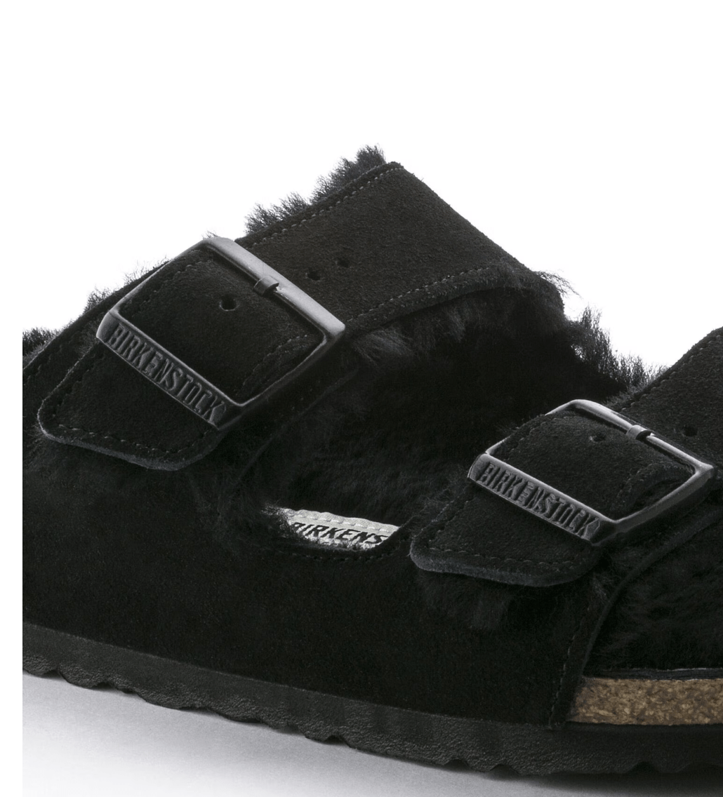 Birkenstock ARIZONA SHEARLING BLACK Shoes | Shop now at Main &amp; Taylor Shoes!