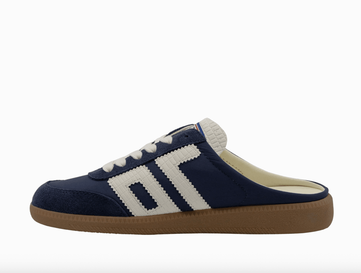 Back 70 EASTER NAVY BACKLESS SNEAKER Shoes | Shop now at Main &amp; Taylor Shoes!