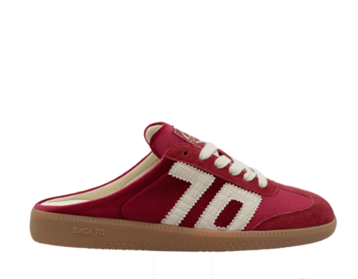 Back 70 EASTER RED MILK VELVET BACKLESS SNEAKER Shoes | Shop now at Main &amp; Taylor Shoes!