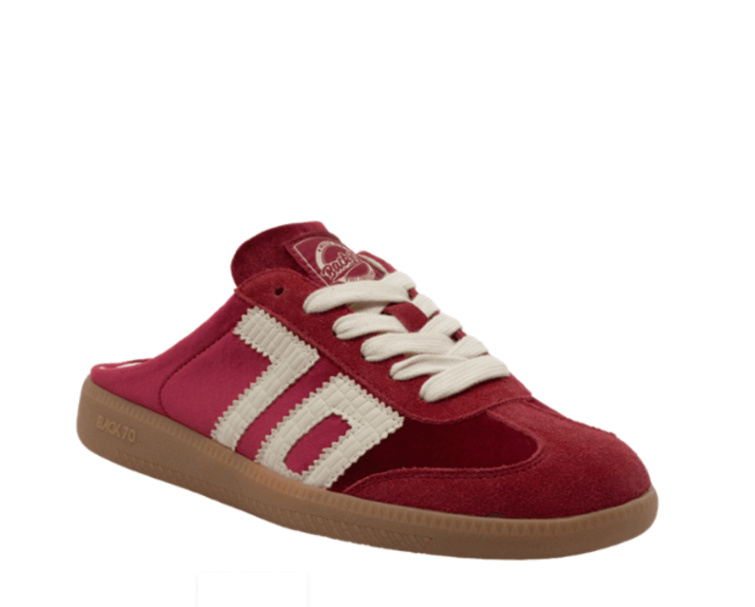 Back 70 EASTER RED MILK VELVET BACKLESS SNEAKER Shoes | Shop now at Main & Taylor Shoes!