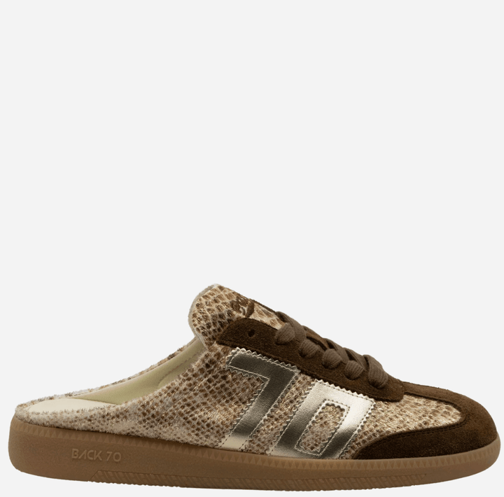 Back 70 EASTER SNAKE GOLD BACKLESS SNEAKER Shoes | Shop now at Main &amp; Taylor Shoes!
