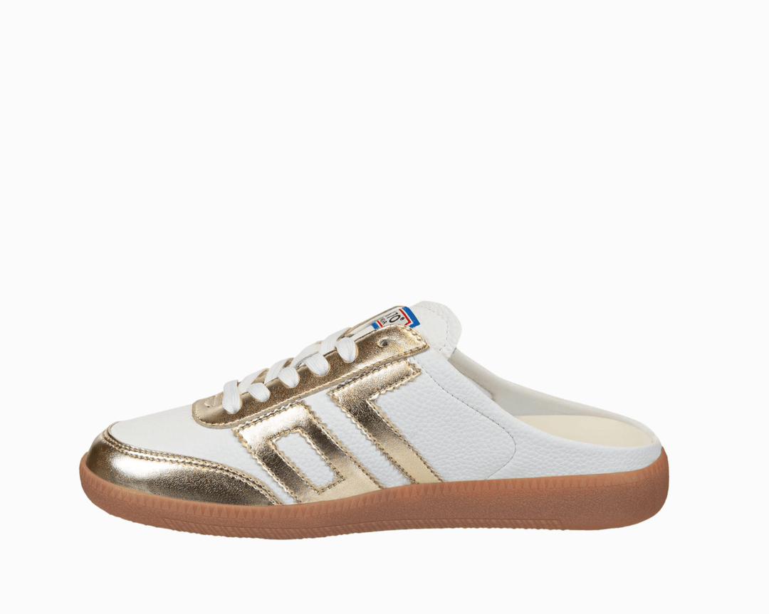 Back 70 EASTER METALLIC GOLD BACKLESS SNEAKER Shoes | Shop now at Main &amp; Taylor Shoes!