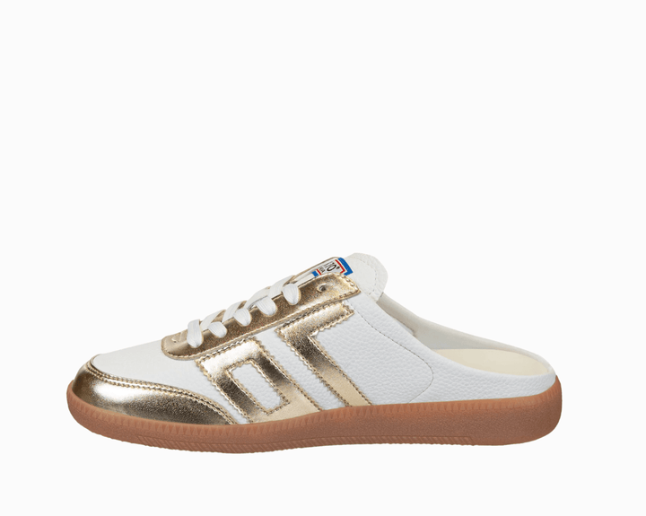 Back 70 EASTER METALLIC GOLD BACKLESS SNEAKER Shoes | Shop now at Main &amp; Taylor Shoes!