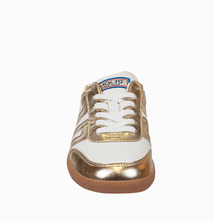 Back 70 EASTER METALLIC GOLD BACKLESS SNEAKER Shoes | Shop now at Main &amp; Taylor Shoes!
