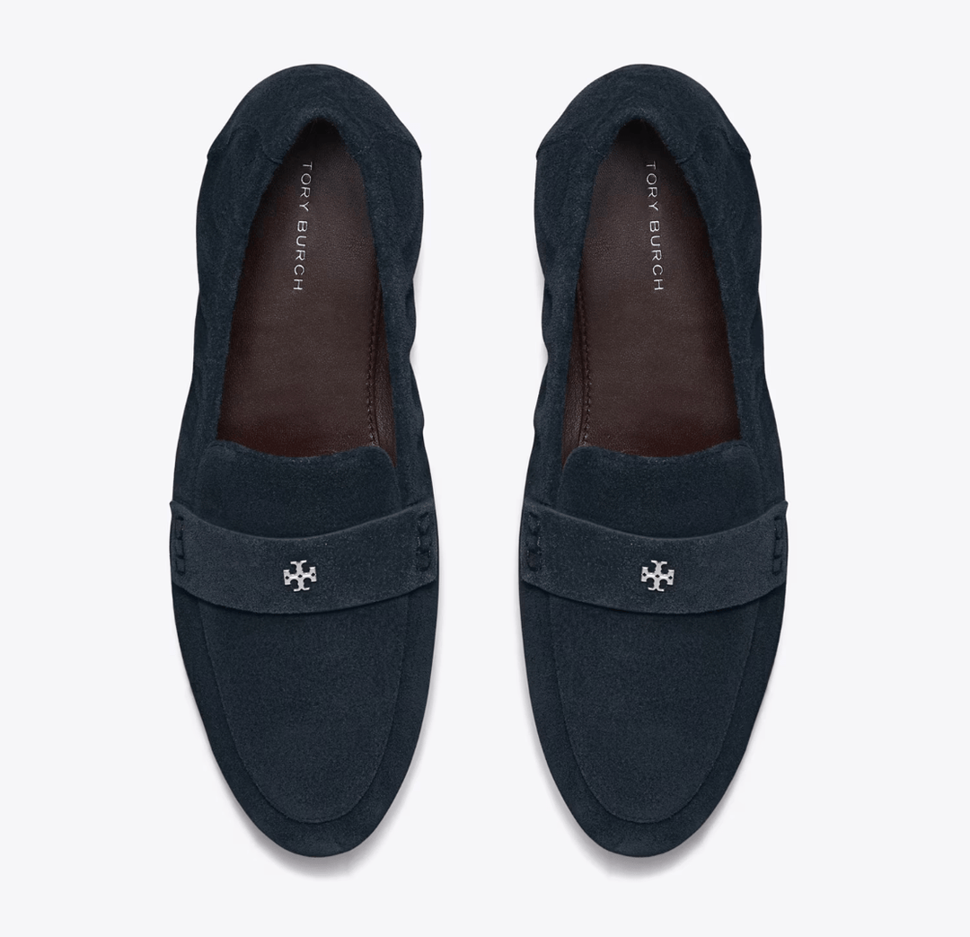 TORY BURCH BALLET LOAFER NAVY SUEDE Shoe Main & Taylor Shoes