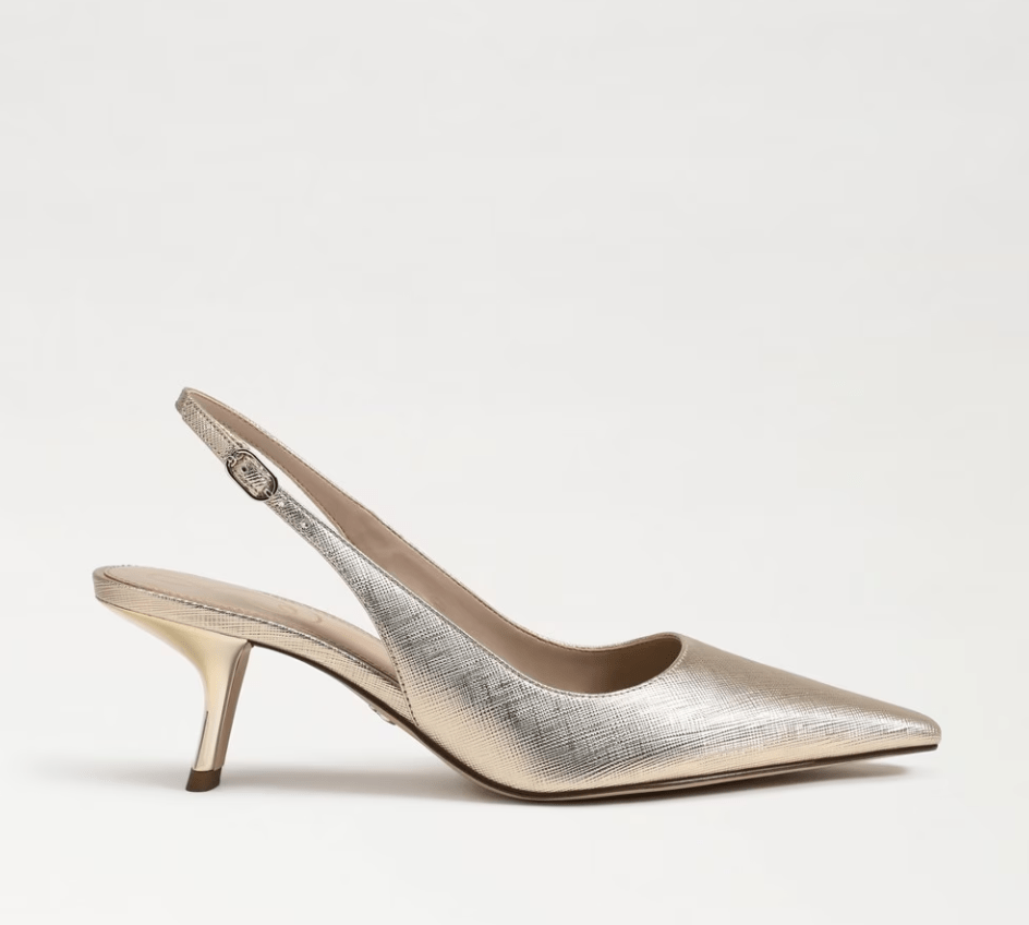 SAM EDELMAN BIANKA FEATHERED GOLD Shoes | Shop now at Main &amp; Taylor Shoes!