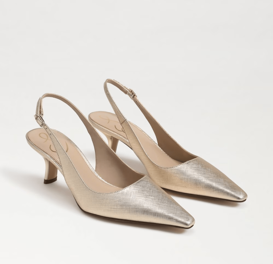 SAM EDELMAN BIANKA FEATHERED GOLD Shoes | Shop now at Main & Taylor Shoes!