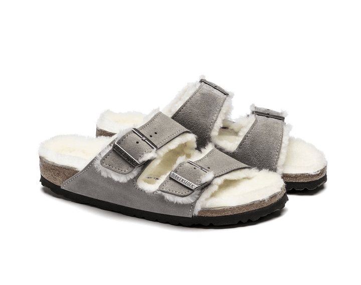Birkenstock ARIZONA SHEARLING STONE COIN SANDAL Shoes | Shop now at Main &amp; Taylor Shoes!