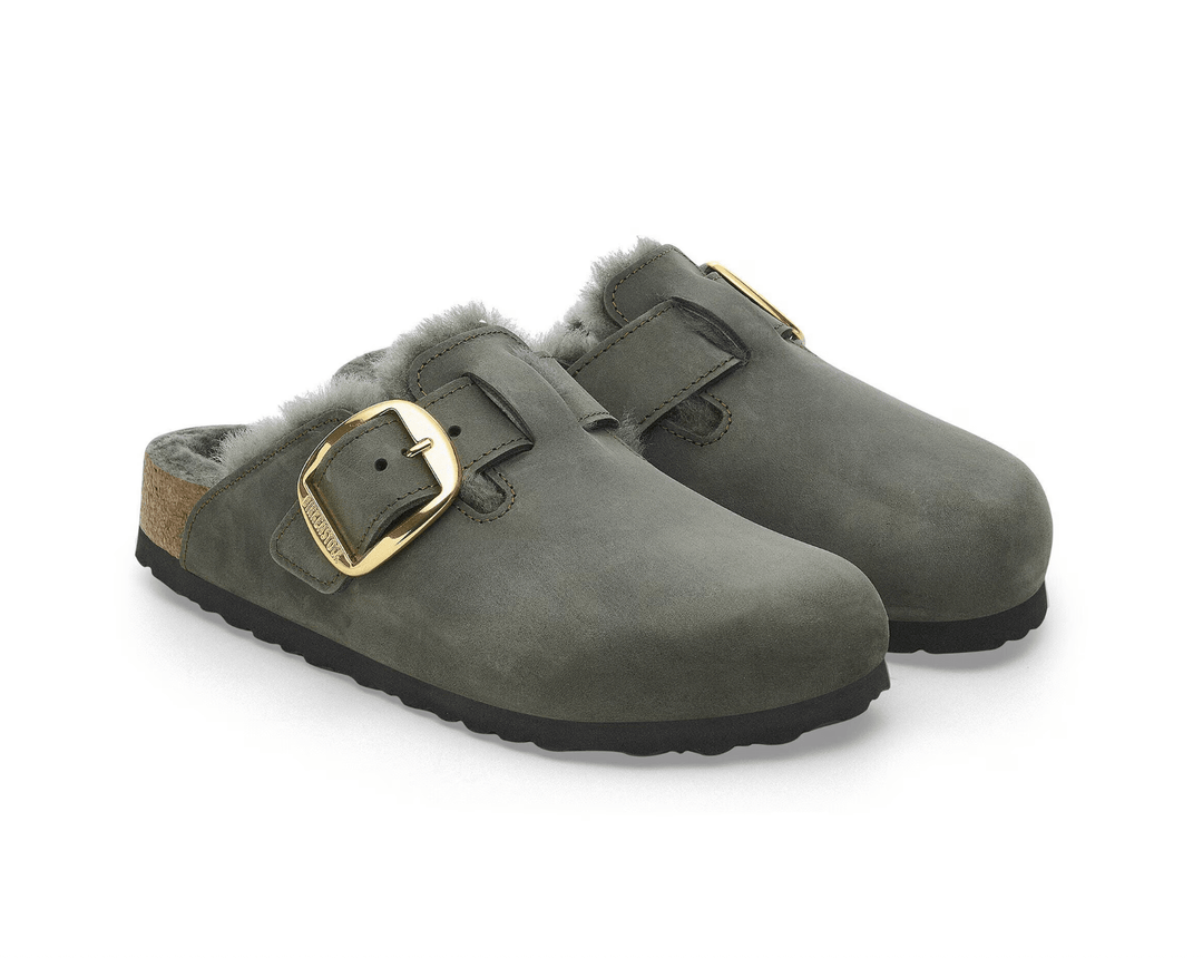 Birkenstock BOSTON BIG BUCKLE SHEARLING THYME CLOG Shoes | Shop now at Main & Taylor Shoes!