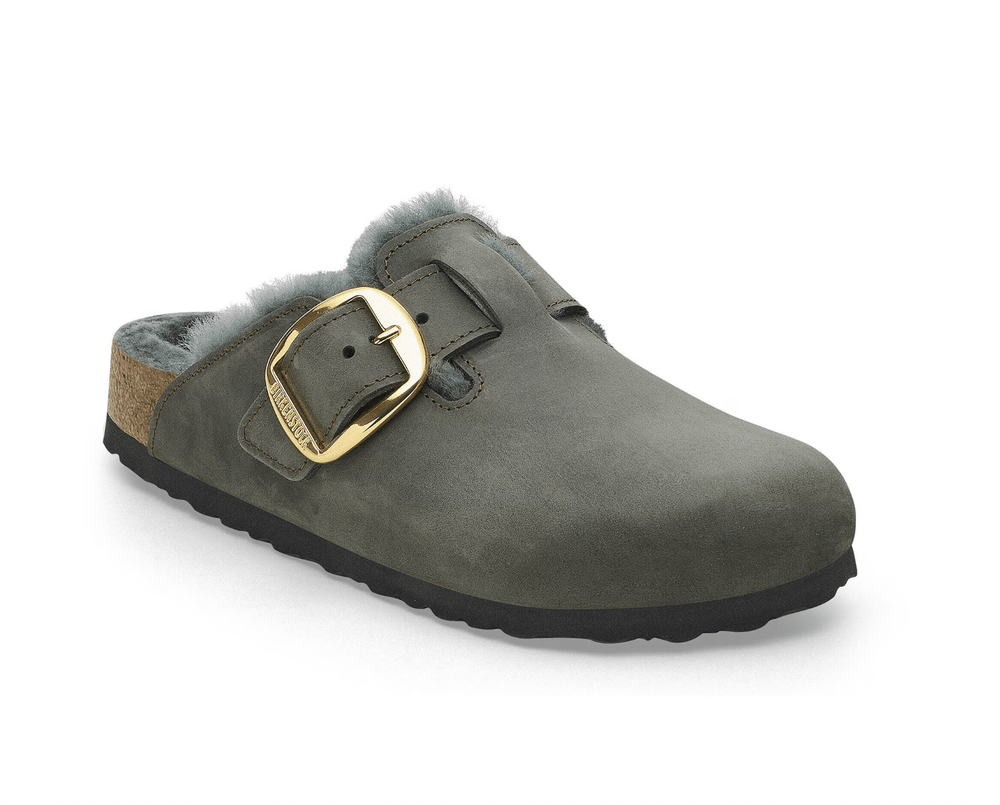 Birkenstock BOSTON BIG BUCKLE SHEARLING THYME CLOG Shoes | Shop now at Main & Taylor Shoes!