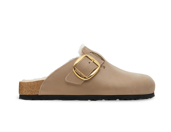 Birkenstock BOSTON BIG BUCKLE SHEARLING TOBACCO BROWN SNEAKER Women”s Shoes | Shop now at Main &amp; Taylor Shoes!
