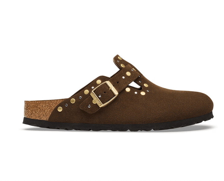 Birkenstock BOSTON RIVET CARAFE SUEDE CLOG Shoes | Shop now at Main &amp; Taylor Shoes!