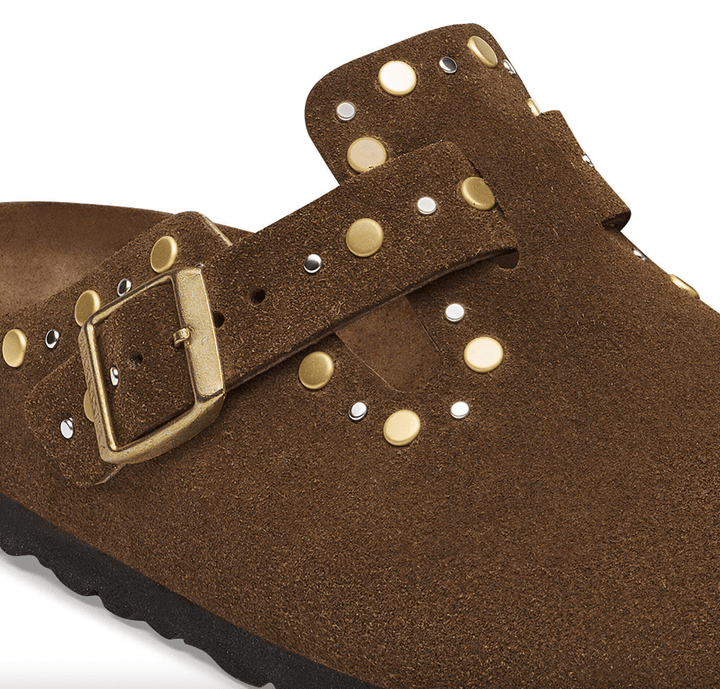 Birkenstock BOSTON RIVET CARAFE SUEDE CLOG Shoes | Shop now at Main &amp; Taylor Shoes!