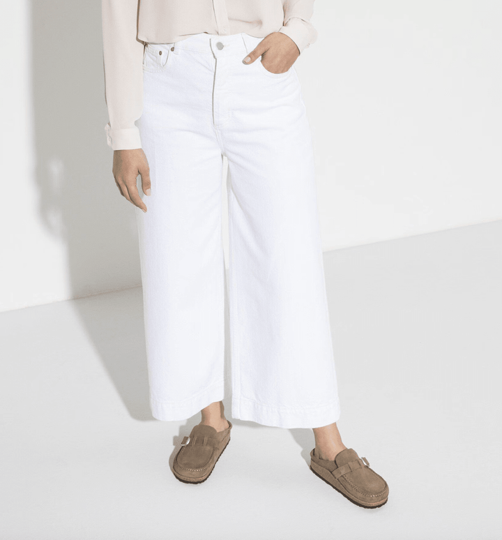 Birkenstock BUCKLEY GREY TAUPE SUEDE CLOG Shoes | Shop now at Main &amp; Taylor Shoes!