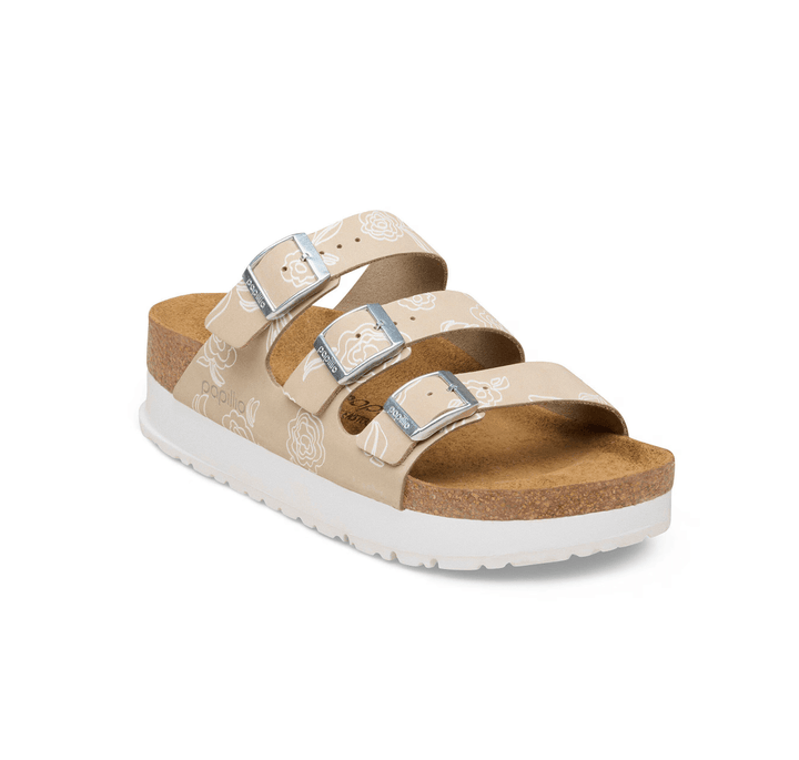 Birkenstock FLORIDA FLEX PLATFORM FLOWER PRINT OYSTER SANDAL Shoes | Shop now at Main &amp; Taylor Shoes!
